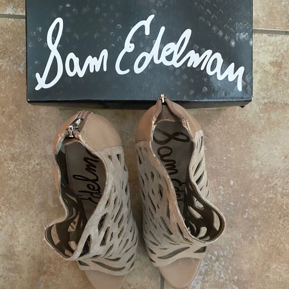 Sam Edelman caged taupe heels EUC - Picture 6 of 8
